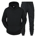 Survêtement unisexe en polaire noire avec sweat à capuche et pantalon de jogging - S / Noir