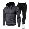 Survêtement de sport homme avec veste à capuche dégradé à pois et pantalon à cordon - S / Gris