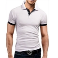 Slim fit men's white short-sleeved polo shirt with contrast black trim details - White