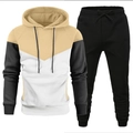 Survêtement homme avec sweat à capuche et pantalon de jogging au design color block - S / Style Kaki Et Blanc
