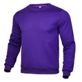 Close-up of ribbed crew neck and cuff details on a purple long sleeve sweatshirt - Purple