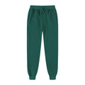 Men's casual fleece joggers in dark green with adjustable drawstring and ribbed cuffs - Green