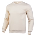 Detail view of beige crewneck sweatshirt showing ribbed cuffs and neckline texture - Khaki