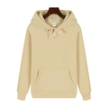Detalle de sudadera beige claro con capucha, cordón, bolsillo canguro y puños acanalados - S / Blanco Roto