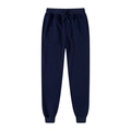 Men's casual fleece jogging pants in navy blue with drawstring and ribbed cuffs - Navy Blue
