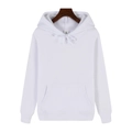 Detalle de una sudadera con capucha blanca gruesa con bolsillo canguro y cordón - S / Blanco