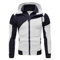 Veste à capuche homme coupe slim bicolore bleu marine et blanc avec double zip - S / Blanc