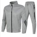 Grauer Herren-Trainingsanzug mit Stehkragenjacke und passender Jogginghose - S / Grau