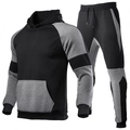 Men's two-tone hooded tracksuit with black and grey patchwork design and joggers - S / Black & Dark Gray