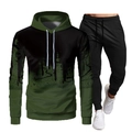 Completo uomo felpa con cappuccio sfumata nero-verde e pantaloni sportivi neri - S / Verde