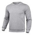 Classic grey crewneck sweatshirt in pure color with ribbed cuffs and hem for unisex wear - S / Light Gray