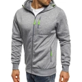 Herren Sportjacke mit Kapuze in Grau, Jacquard-Muster und neongrünen Akzenten - M / Hellgrau