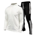 Herren Freizeit-Trainingsanzug mit weißer Reißverschlussjacke und schwarzer Jogginghose - S / Weißes Oberteil und schwarze Shorts