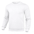 Classic crewneck sweatshirt in light grey blend with ribbed cuffs on white background - S / White