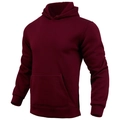 Donkerrode unisex hoodie met kangoeroezak en geribde manchetten in professionele 3D-invisible-view - Bordeauxrood