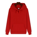 Classic red heavyweight hooded sweatshirt with drawstring hood and kangaroo pocket - Red