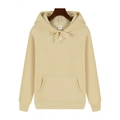 Heavyweight apricot hoodie with drawstring hood and kangaroo pocket shown on a hanger - Off White