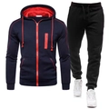 Survêtement homme bleu marine avec doublure rouge contrastée et pantalon de jogging noir - S / Bleu marine