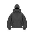 Men's dark gray 250g heavyweight hoodie with integrated balaclava mask and full zip - Dark Gray