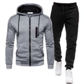 Ensemble de survêtement pour homme avec sweat à capuche gris zippé et pantalon de jogging noir - S / Gris