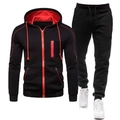 Survêtement homme deux pièces noir et rouge avec sweat à capuche zippé et pantalon de sport - S / Noir