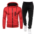 Ensemble de sport pour homme avec sweat à capuche rouge et pantalon de jogging noir - S / Rouge