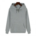 Classic grey heavyweight fleece hoodie with drawstring and kangaroo pocket in size L - Light Gray