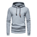 Sweat à capuche gris pour hommes avec motif en maille gaufrée et cordons de serrage noirs - S / Gris clair