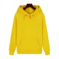 Bright yellow heavy fleece pullover hoodie with drawstring hood and kangaroo pocket - Yellow