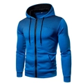 Sudadera azul real con capucha para hombre, cremallera, puntos negros y bolsillo frontal - M / Azul