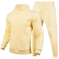 Conjunto de sudadera con capucha y pantalón de chándal en forro polar amarillo crema - Caqui