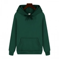 Heavyweight dark green fleece hoodie with drawstring hood and front kangaroo pocket - Dark Green