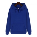 Classic royal blue heavyweight fleece hoodie in size L on a wooden hanger - Blue
