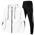 Tuta sportiva da uomo con felpa con cappuccio bianca e pantaloni neri Reborn - XL / Bianco