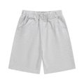 Detail of light grey kids sports shorts showing elastic waistband and knitted texture - 100cm / Light Gray
