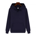 Navy blue heavy fleece hoodie with front kangaroo pocket and adjustable drawstrings - Navy Blue