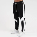 Ανδρικό αθλητικό παντελόνι slim fit με ασπρόμαυρη αντίθεση και κορδόνι στη μέση - S / Μαύρο