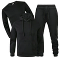 Three-piece black fleece tracksuit set including hoodie, sweatshirt, and joggers - S / Black