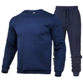 Men's navy blue tracksuit with crewneck sweatshirt and matching drawstring joggers - Navy Blue