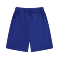Detail view of royal blue kids cotton shorts with elastic waistband and side pockets - 100cm / Blue