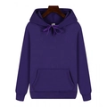 Deep purple heavyweight fleece hoodie with drawstring hood and kangaroo pocket, size XL - Purple
