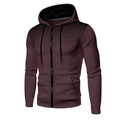 Sweat à capuche bordeaux pour hommes avec imprimé dégradé noir et fermeture zippée - Rouge Foncé