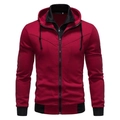 Veste à capuche ajustée pour hommes bordeaux et noir avec un design effet deux pièces - M / Rouge