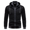 Gilet à capuche slim pour hommes en noir et gris avec design à double fermeture éclair - M / Noir