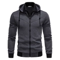 Sweat à capuche ajusté pour hommes avec coutures contrastées gris foncé et noir chic - M / gris foncé