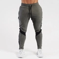Ανδρικό αθλητικό παντελόνι slim fit σε σκούρο γκρι με μαύρα ένθετα και κορδόνι - S / σκούρο γκρι