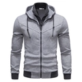 Sweat à capuche zippé pour homme coupe slim avec design bicolore et double col - 3XL / Gris clair