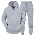 Matching two-piece heather gray fleece tracksuit with pullover hoodie and jogger pants - Light Gray