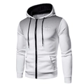 Sweat à capuche zippé blanc pour homme avec motif de pois dégradés noirs et cordon - Blanc