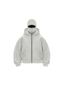 Felpa con cappuccio oversize grigio chiaro uomo con maschera balaclava integrata e zip frontale - S / Grigio chiaro